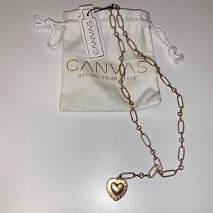 Canvas Jewlery: Margot Heart Pendant Y Necklace in Worn Gold